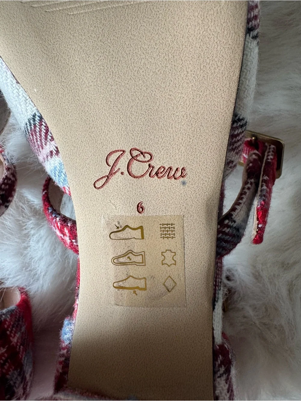 J. Crew Red Plaid Triple-Strap Pointed Pumps